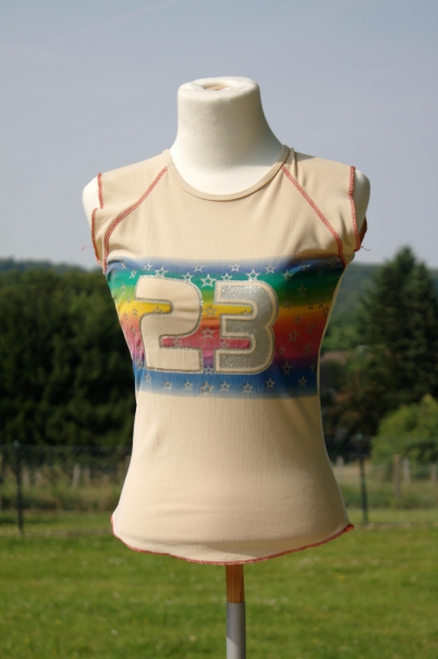 T-Shirt Urban Poison beige silber glitter 23 Streifen eng