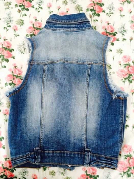 Gina Tricot Used Look Destroyed Blogger Jeans Weste Jacke 38 Hipster