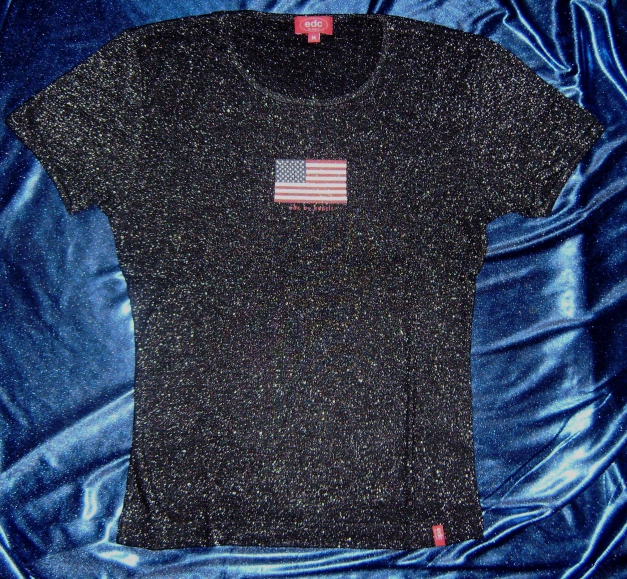 T-Shirt von edc by esprit, schwarz mit Glitzer Gr. M