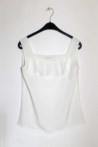Bluse mit Volants, Pailetten, Seide