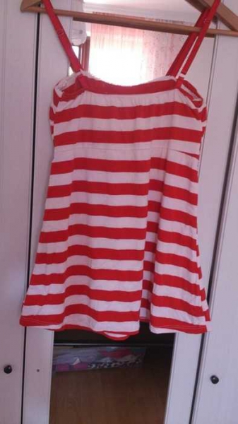 Sailor top rot weiss gestreift schleife 36-40 rockabilly
