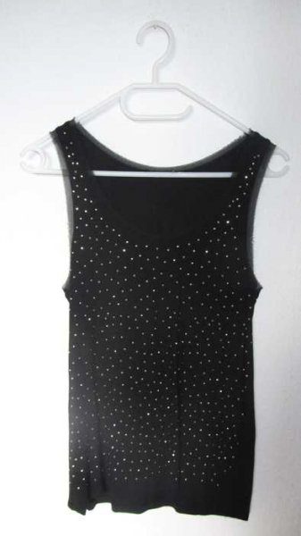 H&M Top Nieten Strass schwarz Glitzer 36 S Steinchen