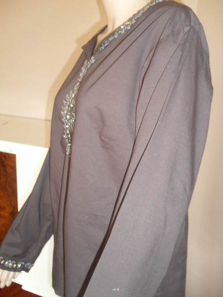 Tunika mit Glitzerborten/ Pailletten braun Gr 42