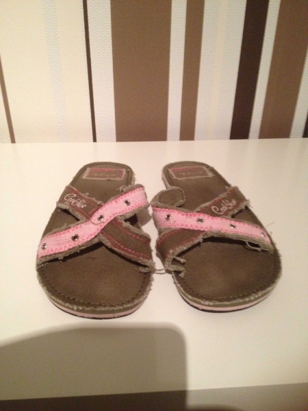 Latschen Schlappen Gr 37 Khaki - Rosa