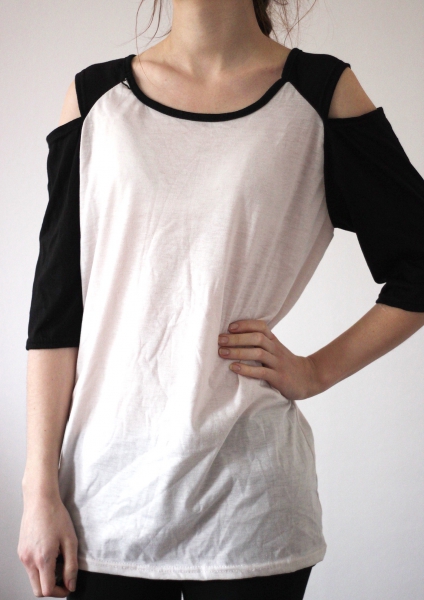 weiß schwarzes Shirt mit Cut-Outs