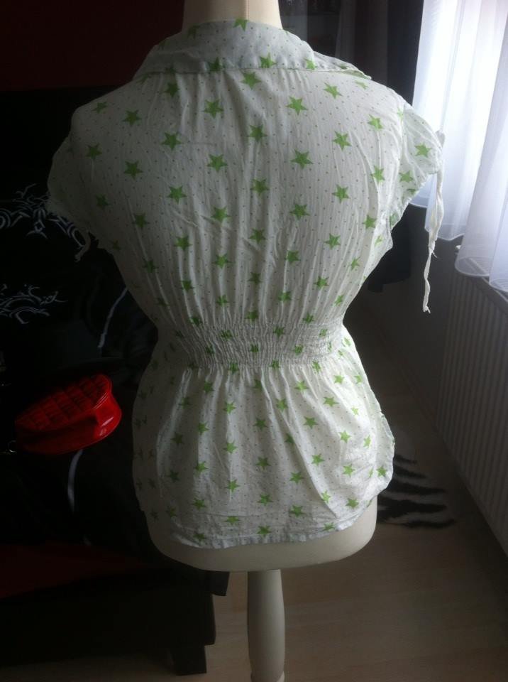 leichte Sommerbluse - green - star - Bluse tailliert neuwertig Gr. M / 38 #Rockabilly #Babydoll #sternchen / Tally Weijl