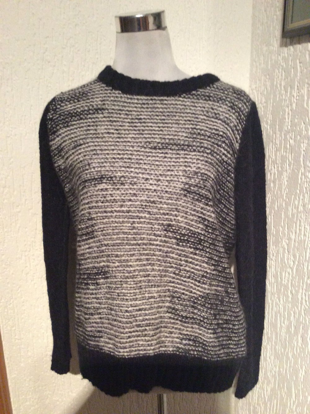 Gestuz Miley Pulli Pullover XS Damen 34/36 schwarz weiß neu Alpaka Strickpulli 