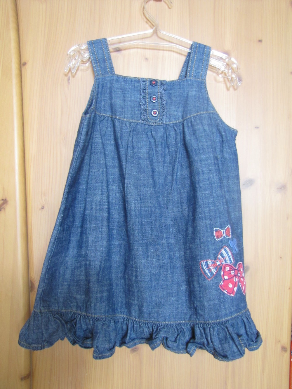 George England - leichtes Jeanskleid mit Schleifenapplikation Gr. 80/86