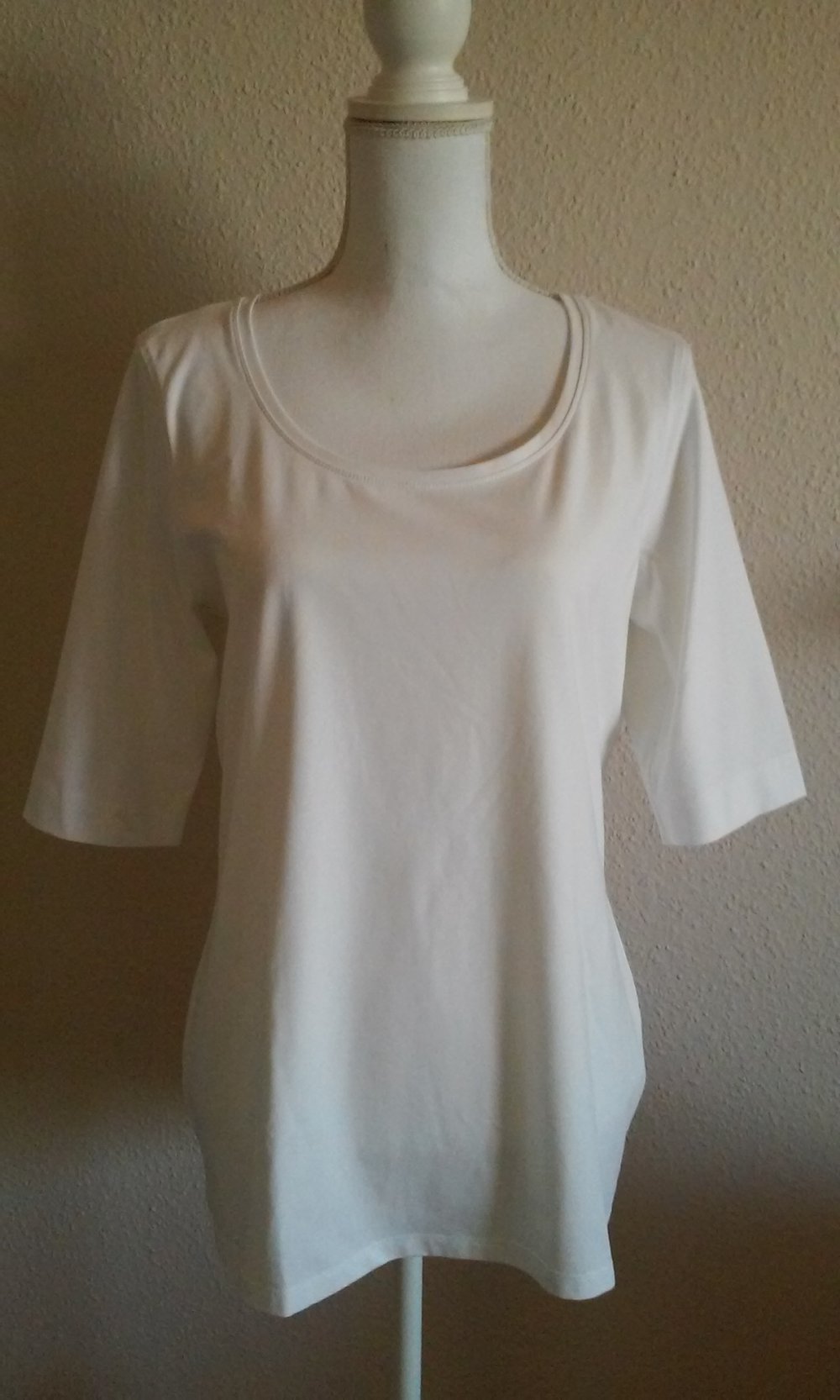 Shirt weiß, Pulli Shirt Pullover, dreiviertel Ärmel, Rundhalsausschnitt,