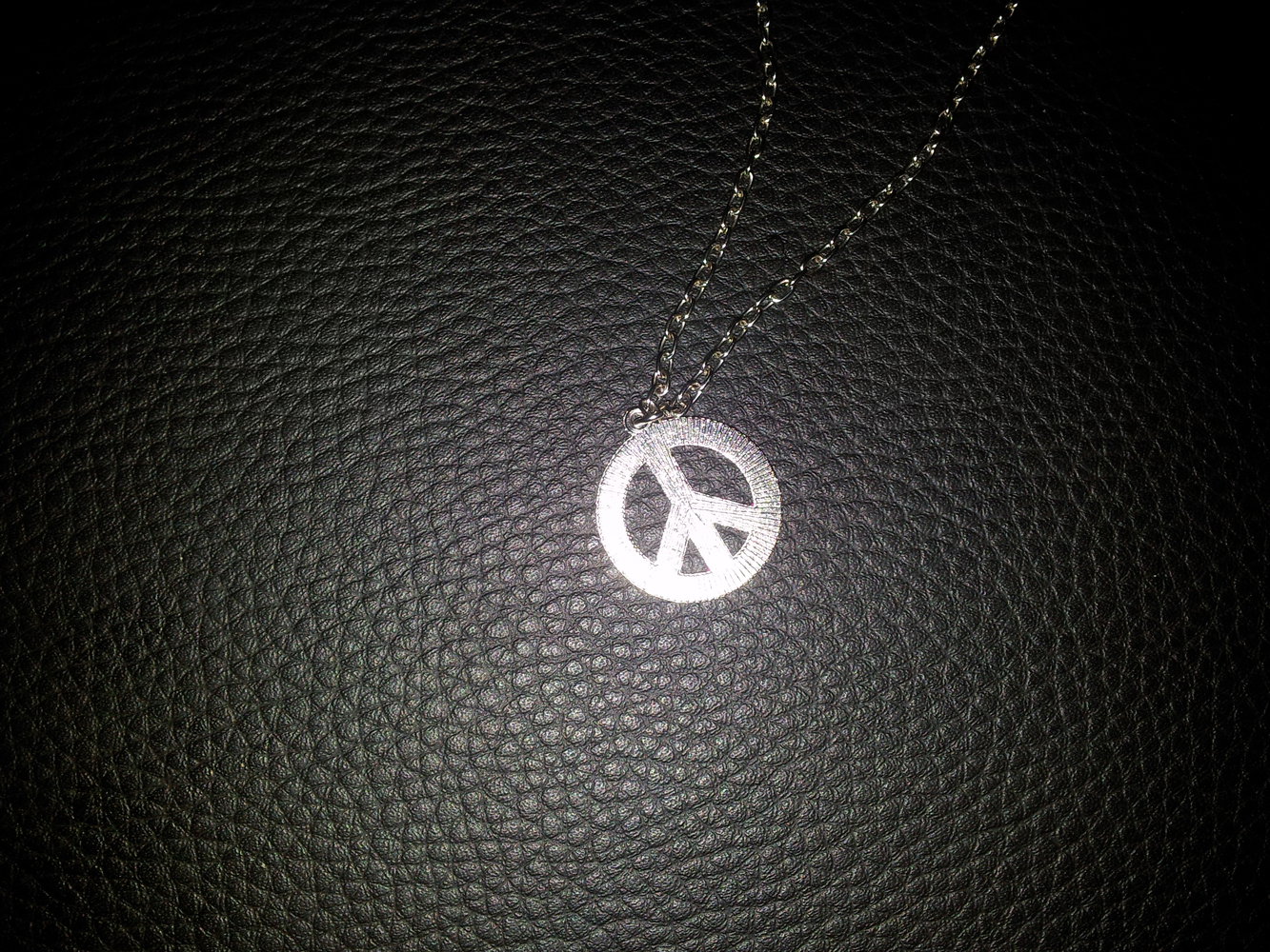  Modeschmuck Kette Peace  Zeichen silber bunt NEU