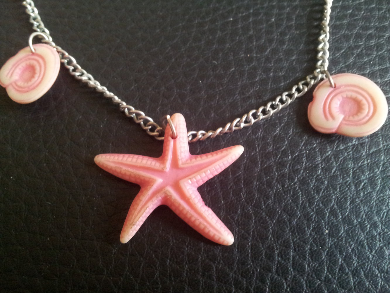 Modeschmuck Kette rosa Muscheln Kunststoff