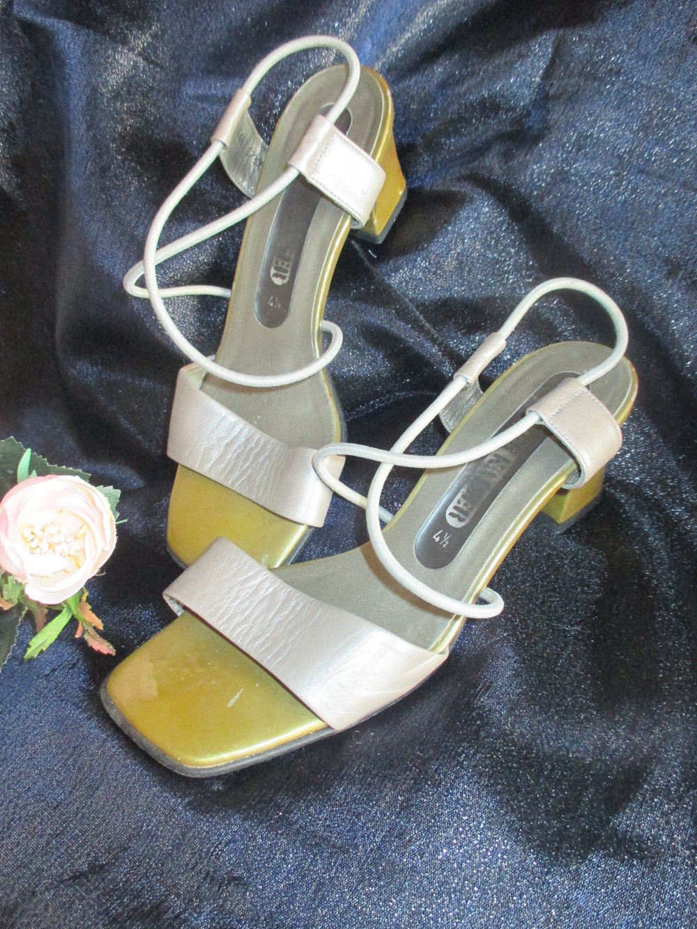 Ausgefallene VINTAGE Echt Lack- Leder Sandalen Sandaletten 