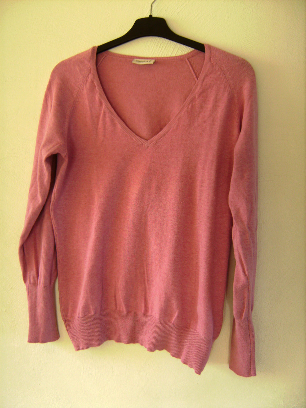 Basic Pullover rosè, Gr. M, Strickstoff, Pulli V-Ausschnitt, frisches Pink Ladylike