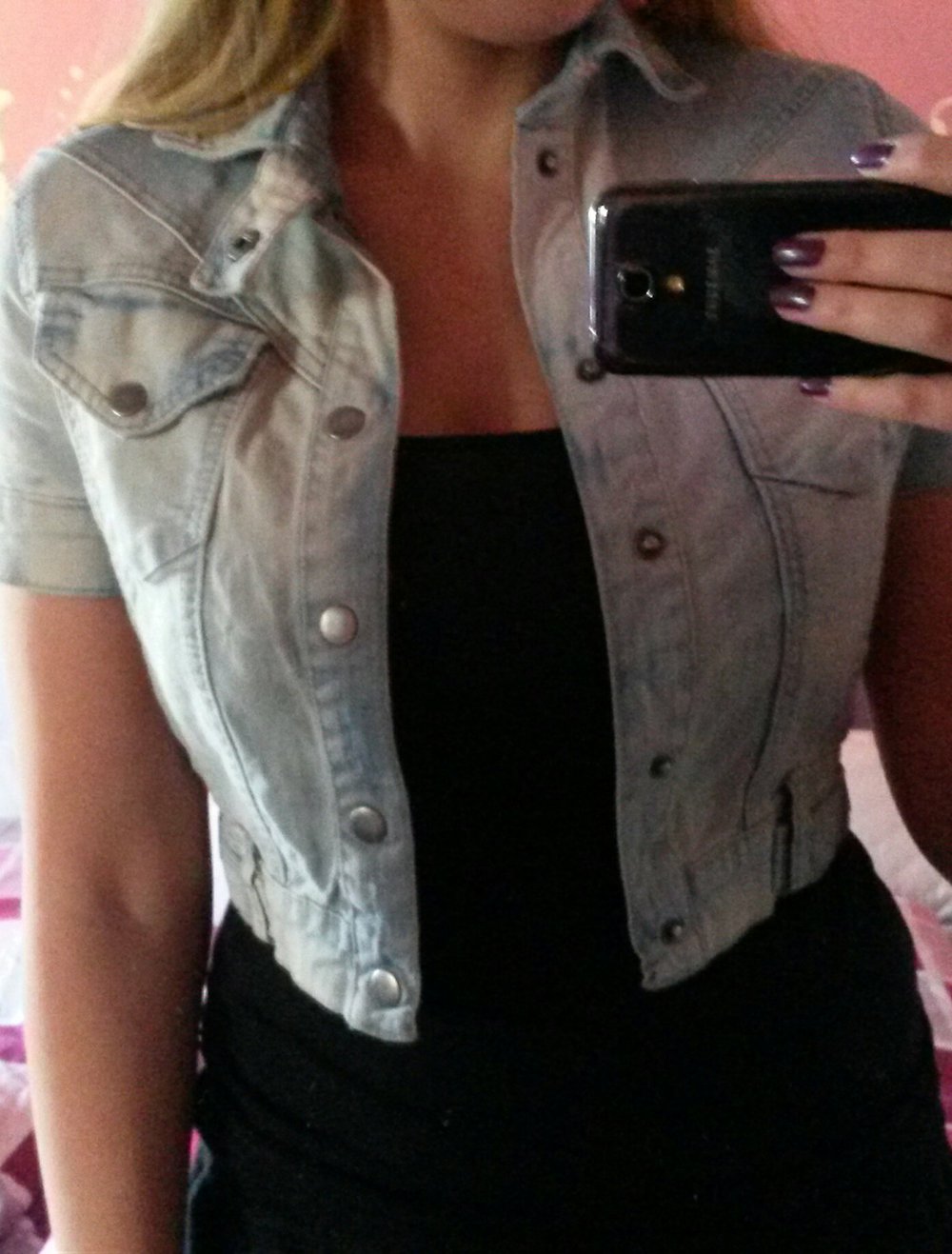 kurzärmlige Jeansjacke