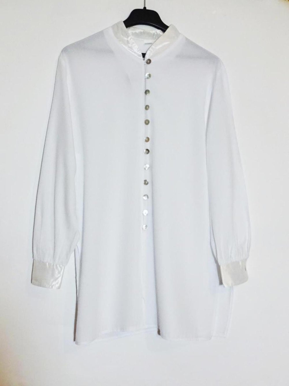 Weiße Longbluse Vintage Gr. M Gr. 40 Gr. 42 Gr. 40/42