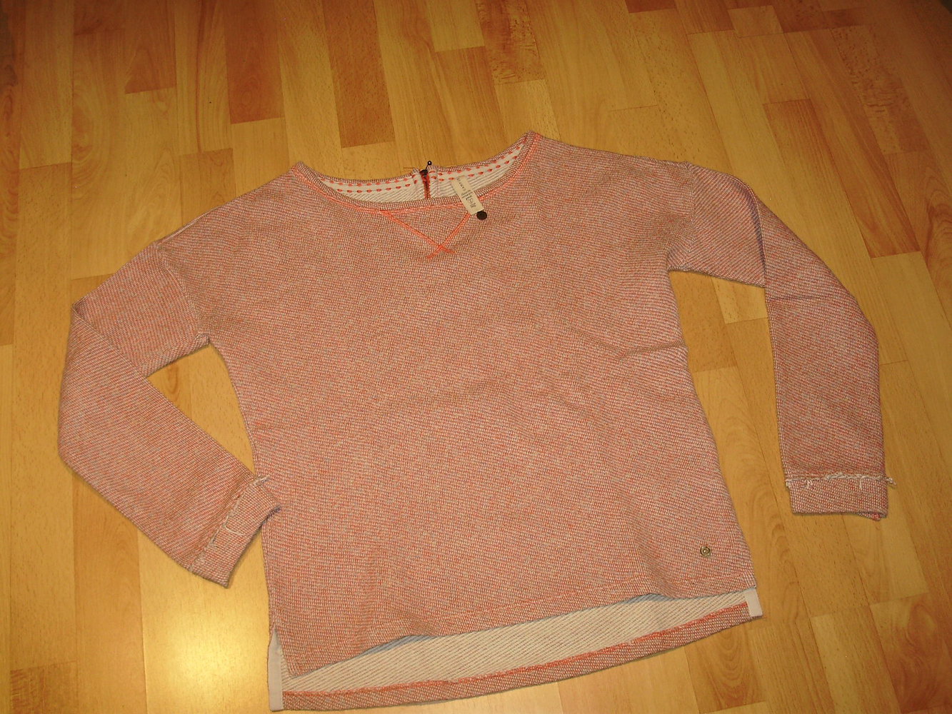 Campus Sweat ausgefallen Reißverschluss im Rücken orange beige meliert S