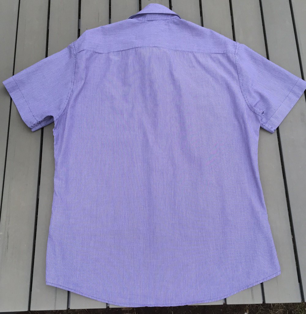 H&M Kurzarm HEMD lila Nadelstreifen Gr. L (41/42)