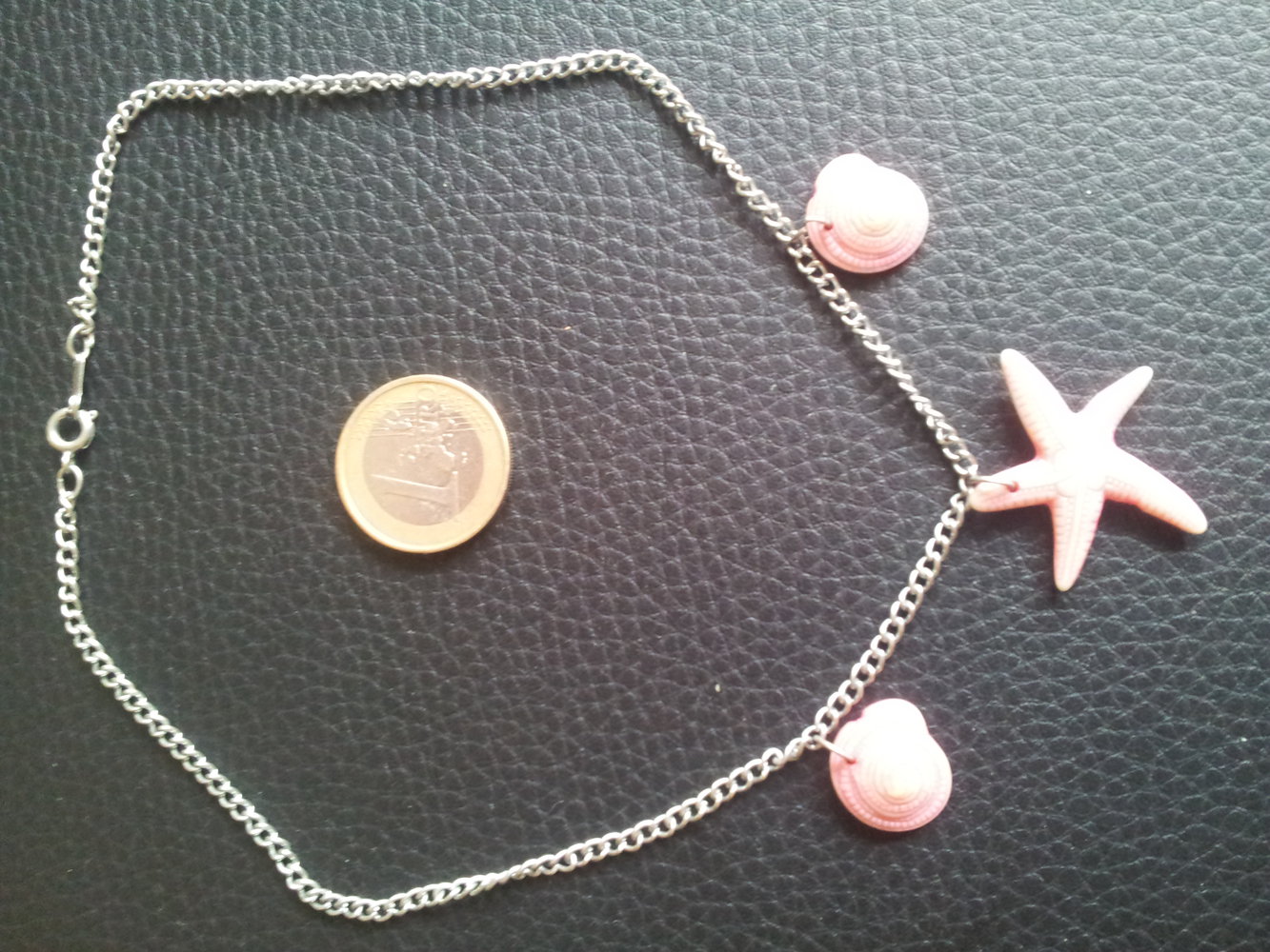 Modeschmuck Kette rosa Muscheln Kunststoff