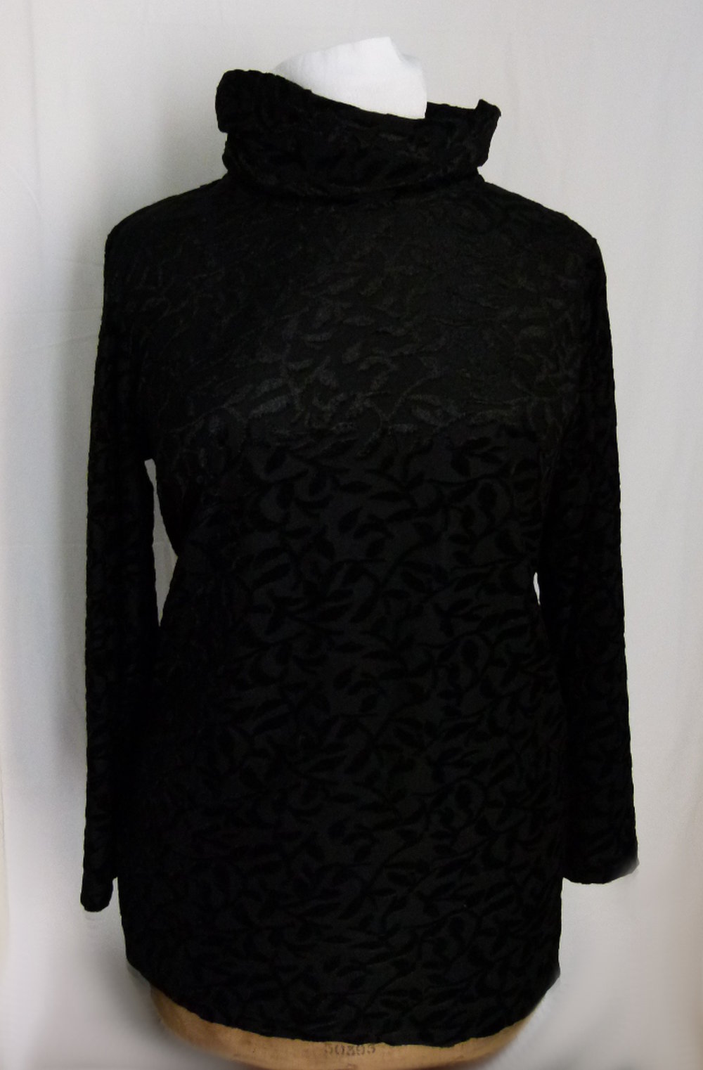 Long Pulli Rollkragen Samt Pullover, schwarzer Ausbrenner Pannesamt, Gothic Mori Festival Hippie Goa Winter Velvet