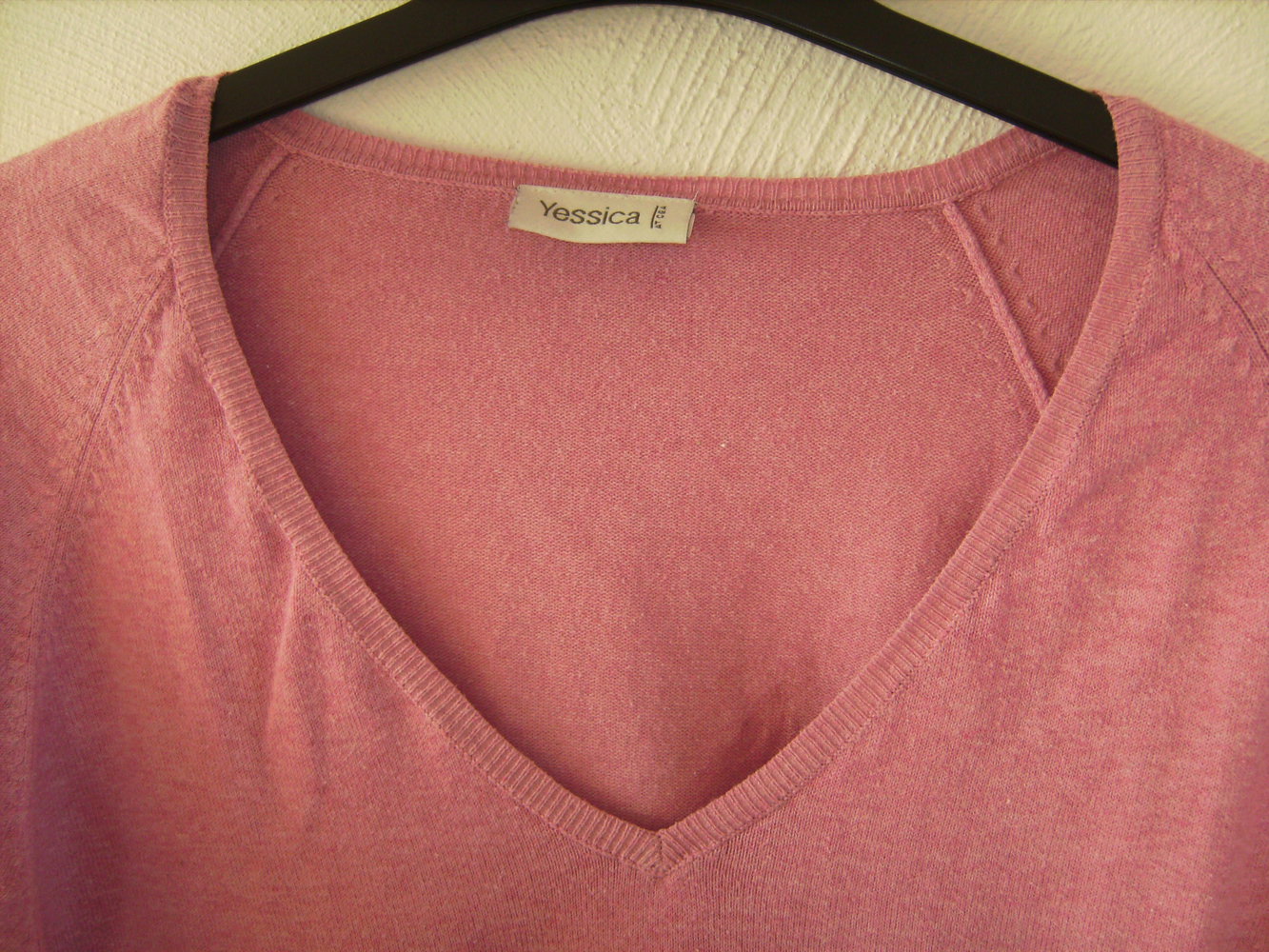 Basic Pullover rosè, Gr. M, Strickstoff, Pulli V-Ausschnitt, frisches Pink Ladylike