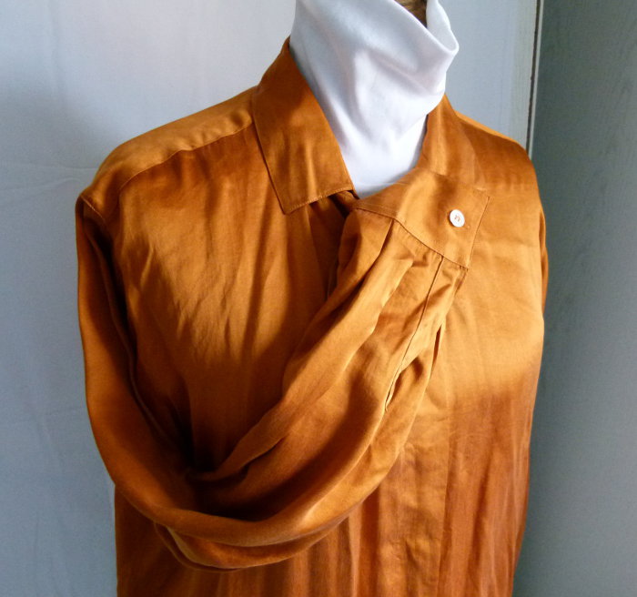 Seiden Bluse, rostbraun, Boho Goa Hippie Lagenlook Herbst Mori Retro Vintage Cottagecore