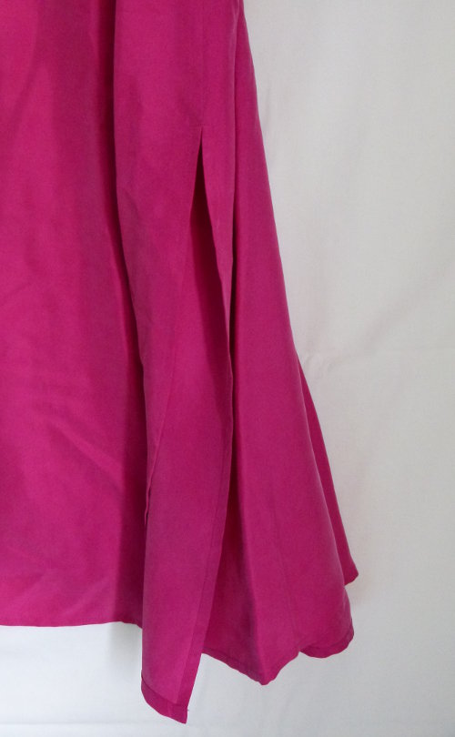 Seiden Kleid, pink fuchsia, mit Rankenapplikation, Boho Vintage Retro Hippie Edel