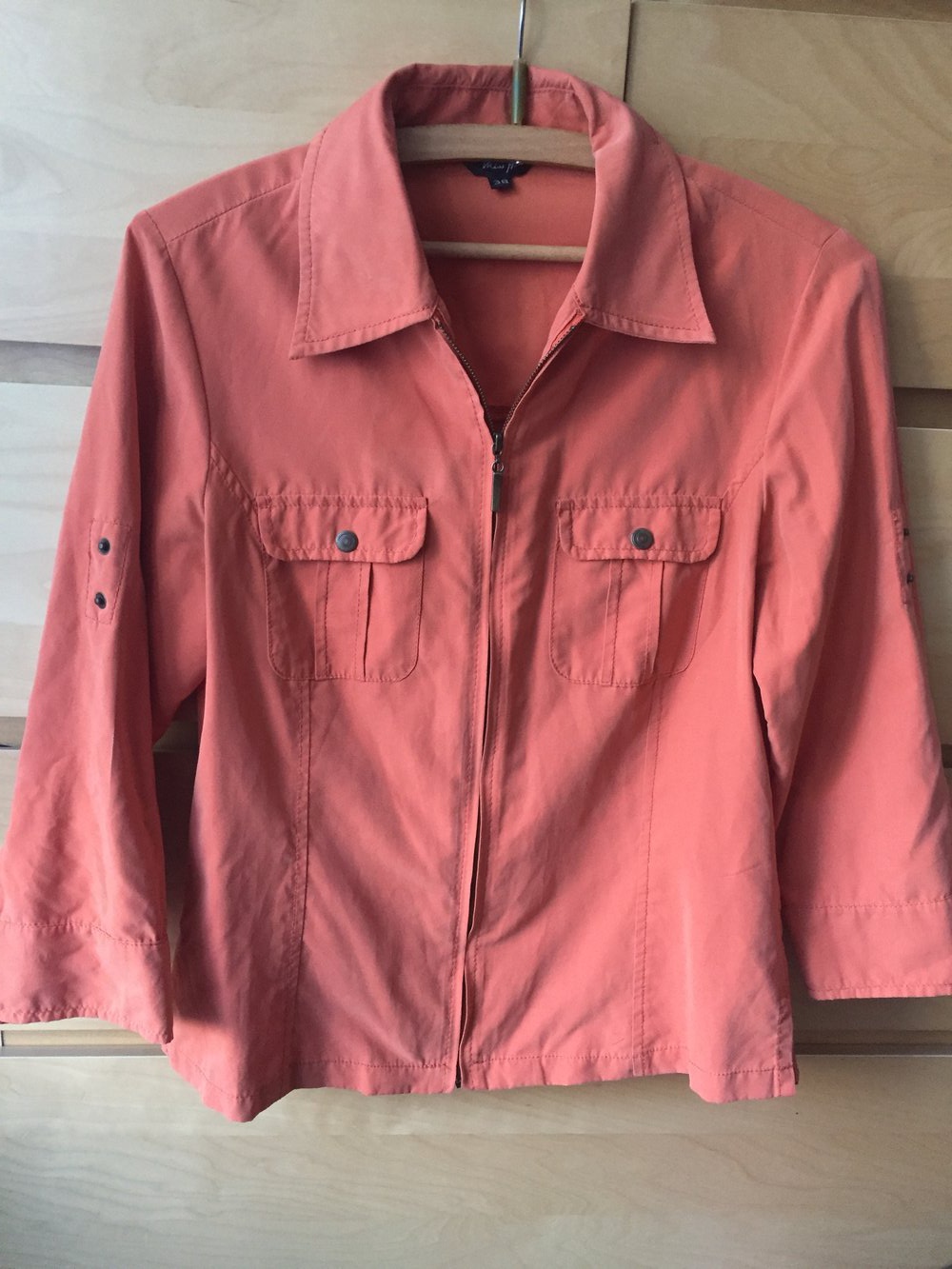orange Bluse mit Reißverschluss