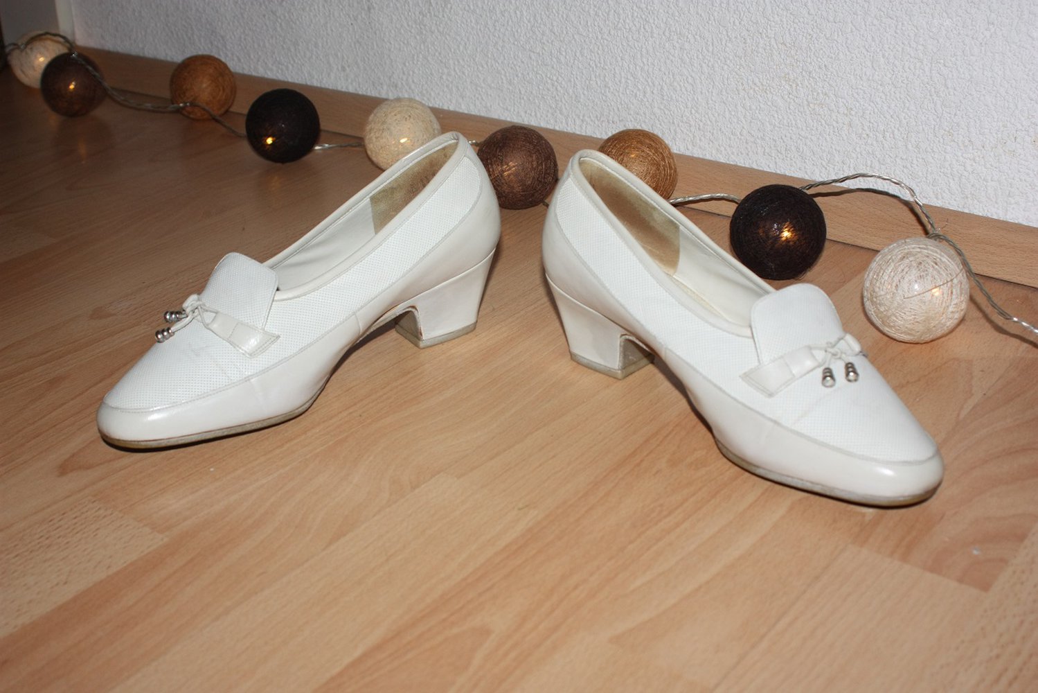 Weiß creme Pumps, Spiess, Leder, Gr. 39,5