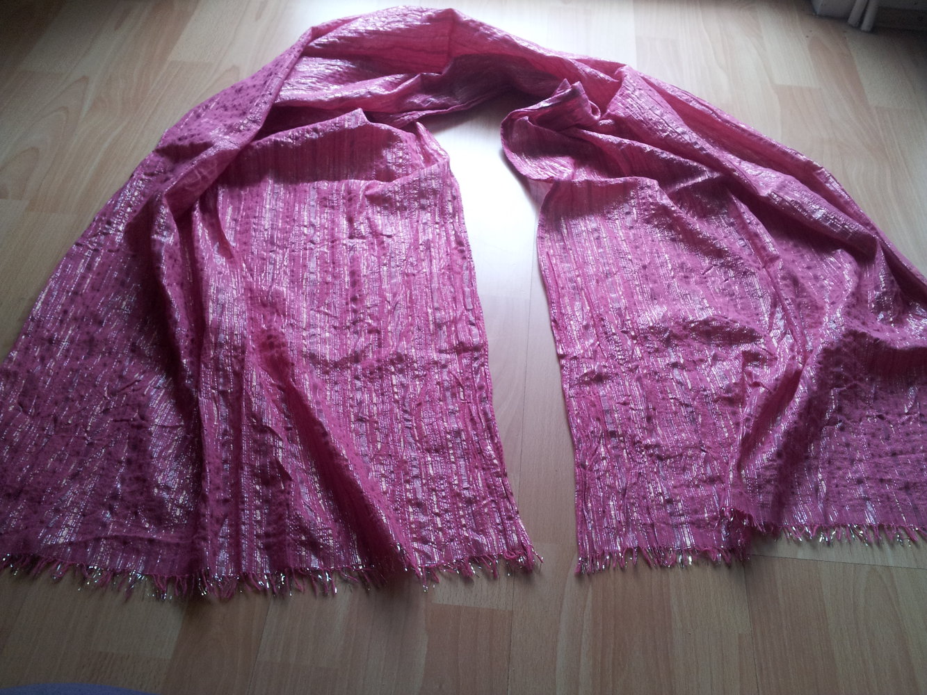  Schal Tuch dünn rosa pink glitzer Streifen
