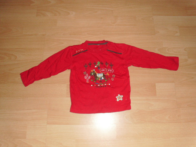 Langarmshirt, rot mit Motiv, Gr. 98