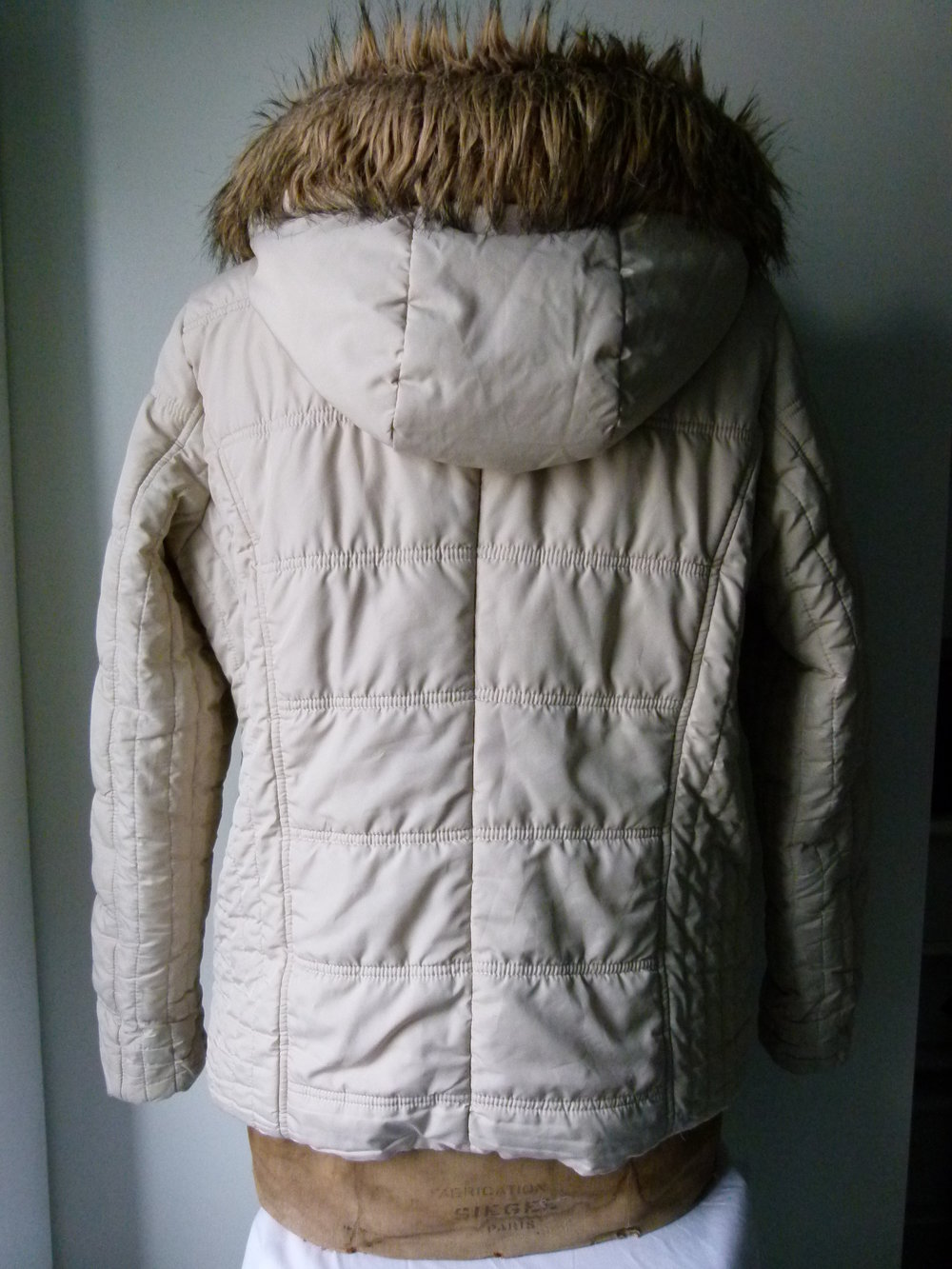 Steppjacke Jacke mit Kapuze, nude beige, fake fur, Boho Mori Winter