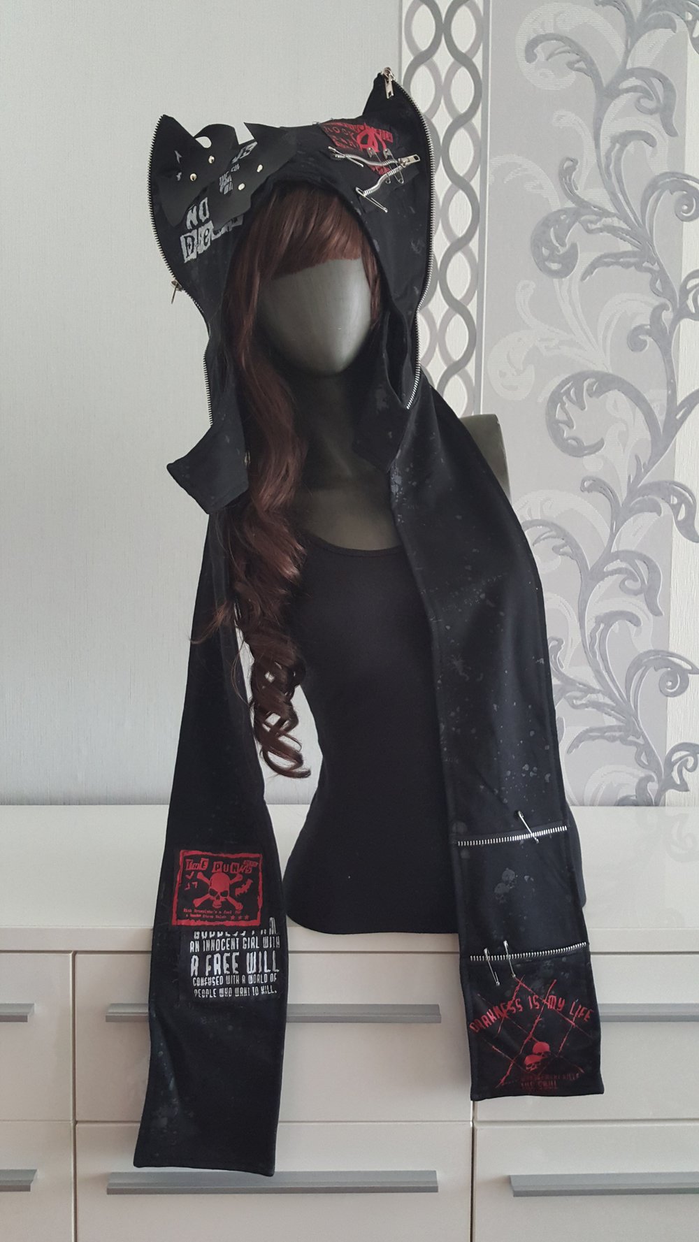 Punk Fledermaus Mütze Schal Batman Schwarz Totenkopf Cosplay Neu