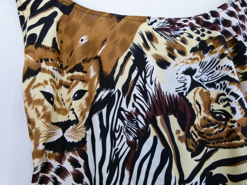 Badeanzug, Safari Wildlife-Motiv, Leoprint, mit Rückenschnürung, Boho Goa Strand Festival Sommer Mori