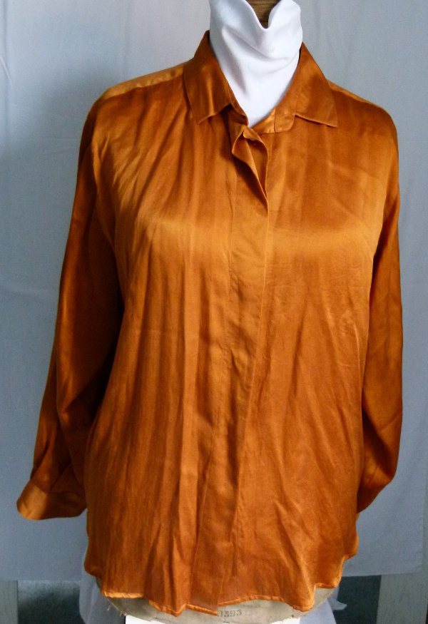 Seiden Bluse, rostbraun, Boho Goa Hippie Lagenlook Herbst Mori Retro Vintage Cottagecore