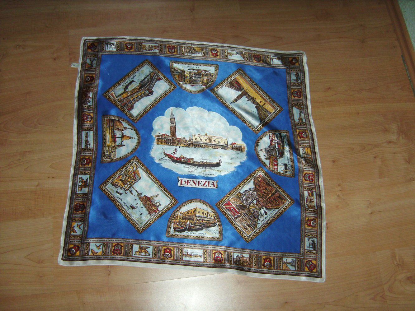Venezia, Ital. Vintage-Tuch, seidig glänzend, Italy Retro Design Royal Scarf  Foto-Printdruck, Accessoire, Schal, Tuch Panorama  Fotoprint Venedig Sightseeing, Panorama