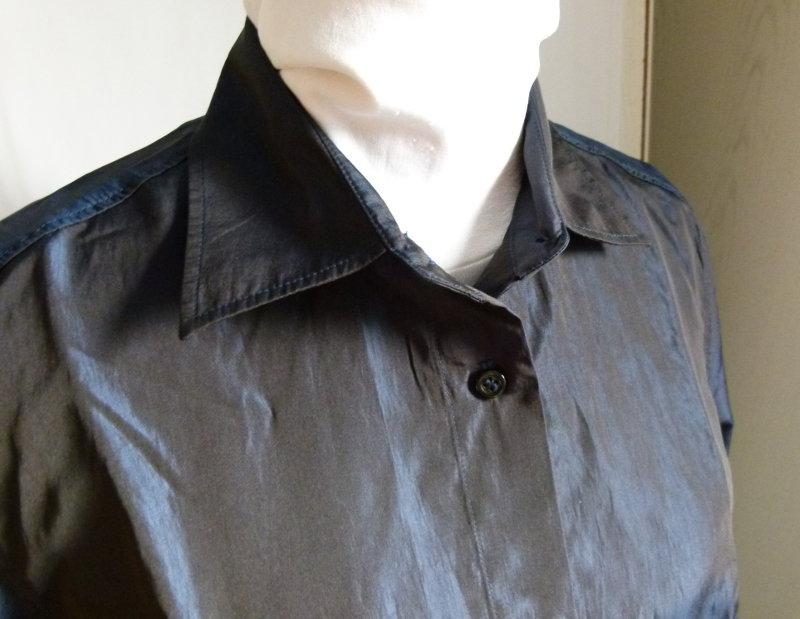 Schimmernde Bluse Hemd, nachtblau irisierend, Gothic Boho Festival Goa