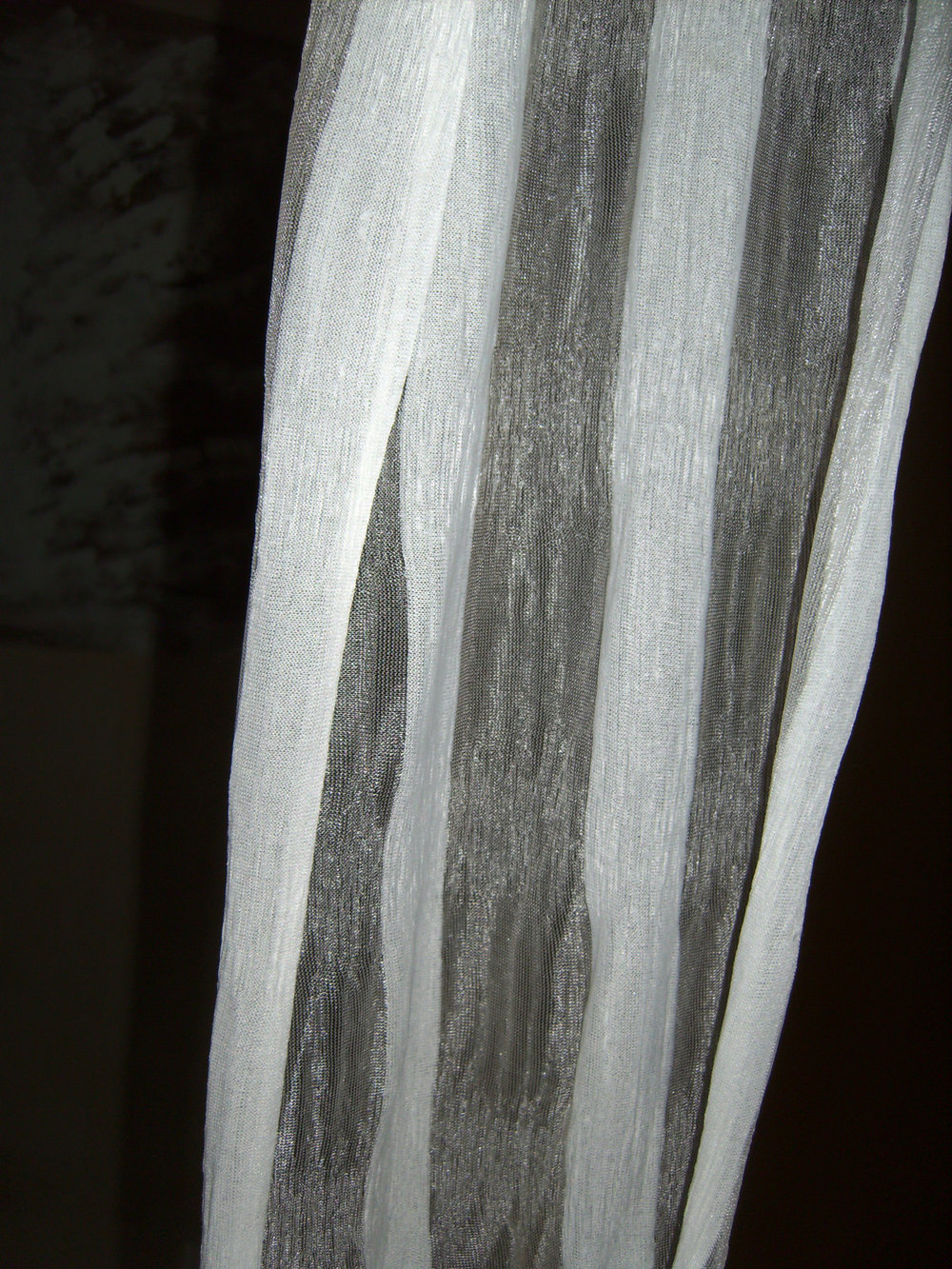 Sommerschal, leichter Schal, Transparent, Eierschalenweiß, glänzende Lace Optik, Tuch Festlich, 