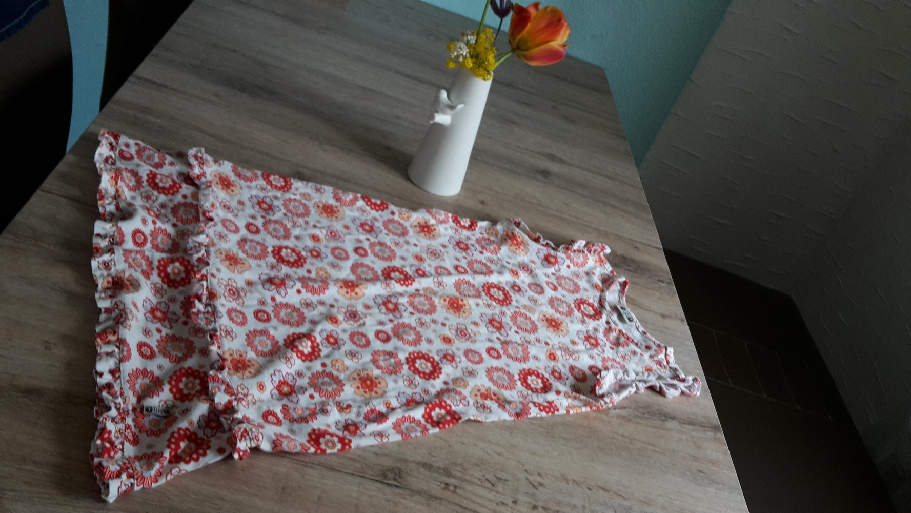 Gr.140 Sommer kleid Mädchen weiss Blumen süß Sommer