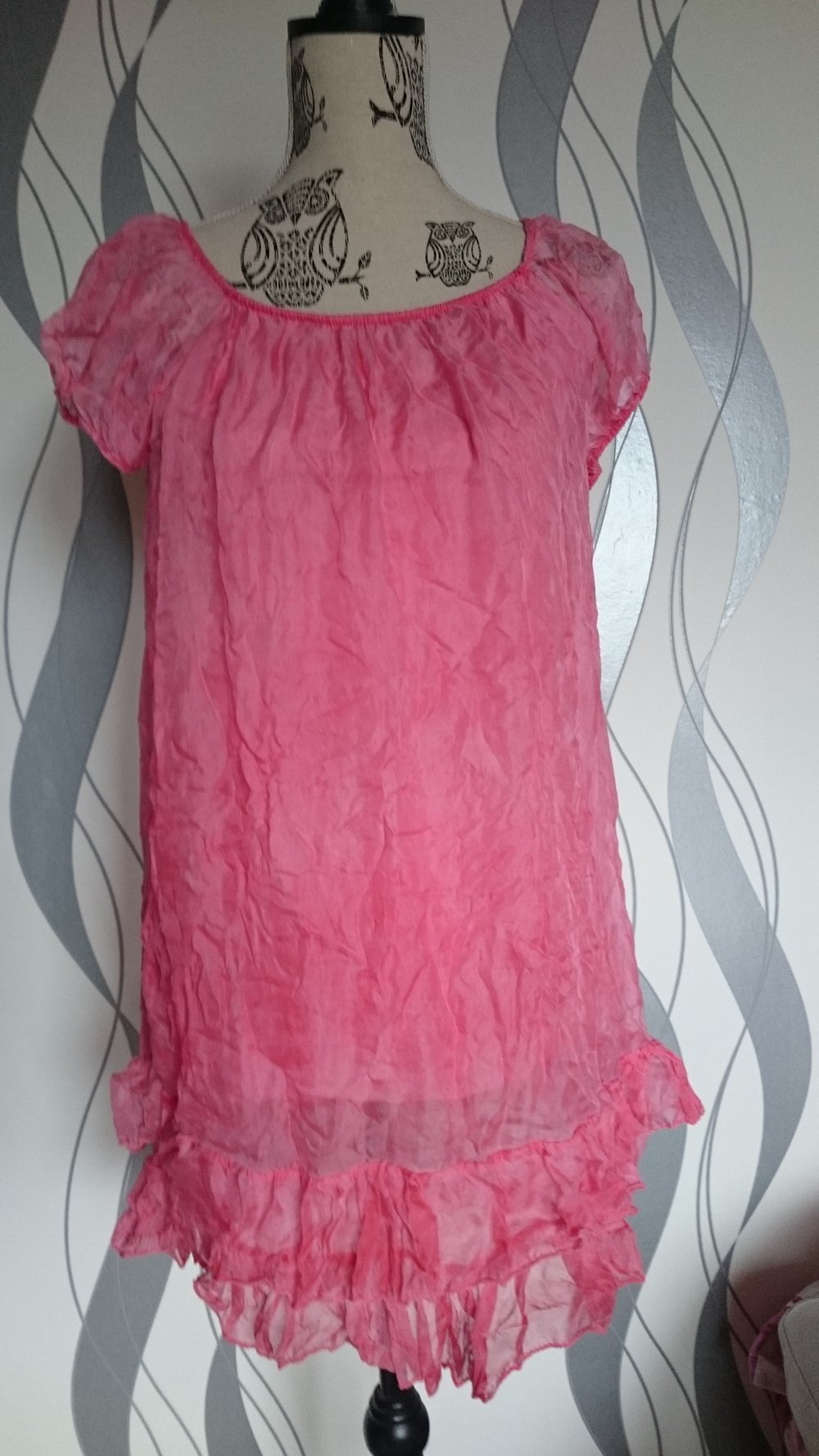 süßes, rosa Seiden Kleidchen / Longtop / Tunic