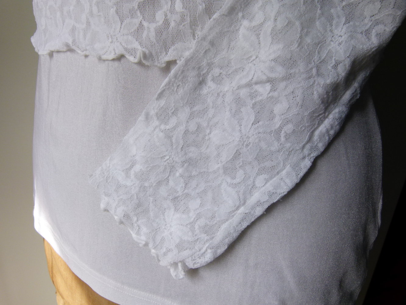 Spitzen Shirt, Langarm, weiß, Blumenmuster, Romantik Mori Hochzeit Boho Goa Festival