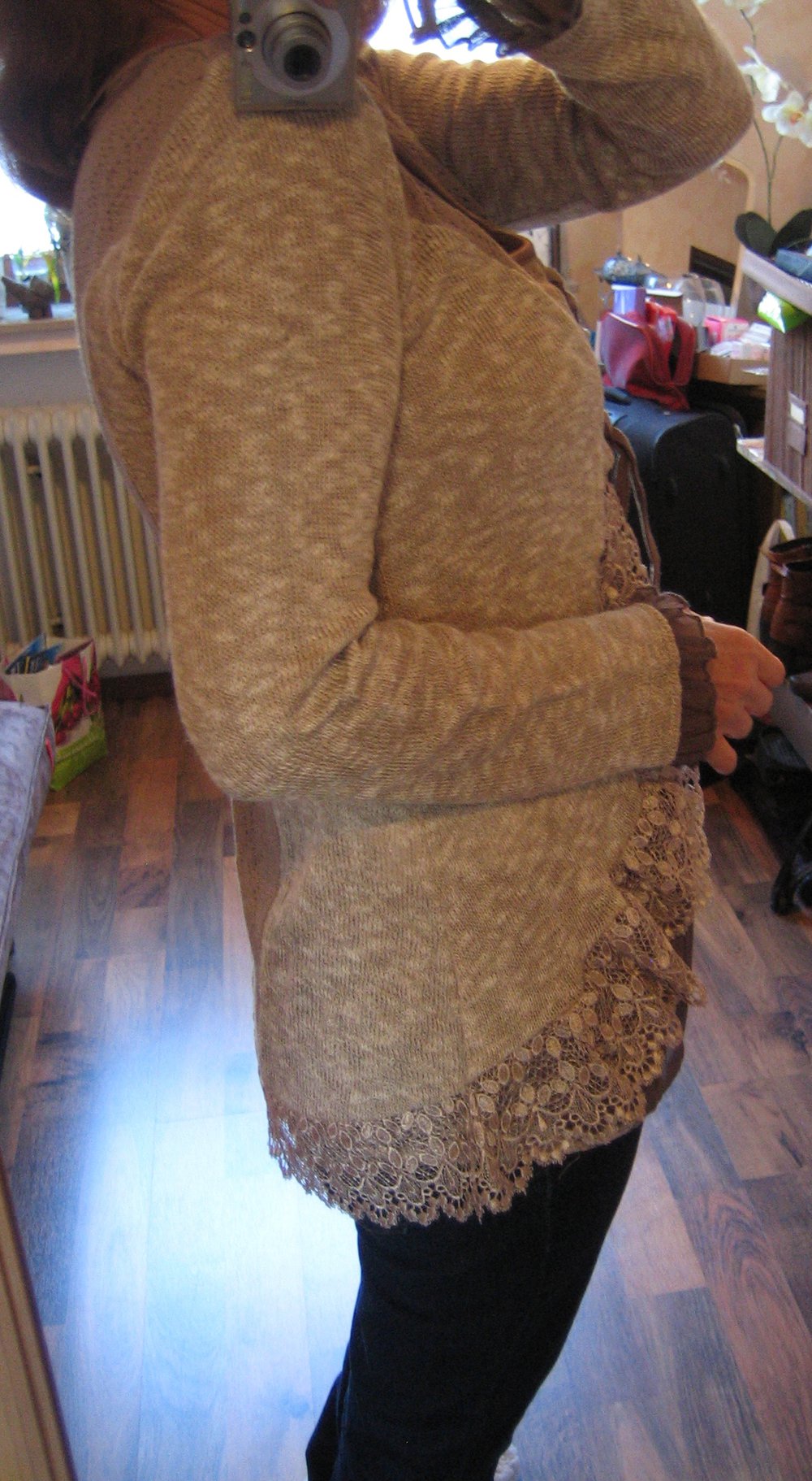 Rundhalspullover Longpulli Spitze Linea Tesini neu