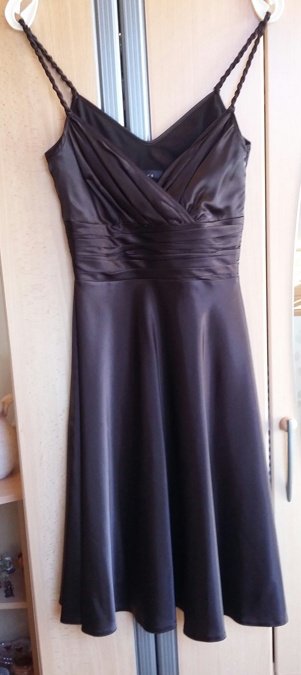 Kleid kurz braun aus Satin XXS