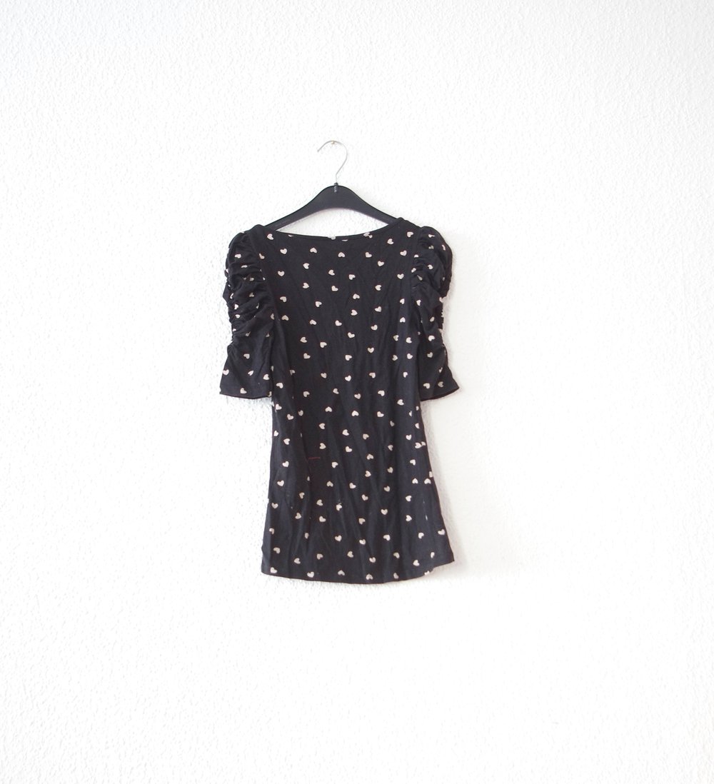 Pinup retro Top Puffärmel ZARA Gr. 36 38 ZARA Herzchen Print vintage Style Lolita