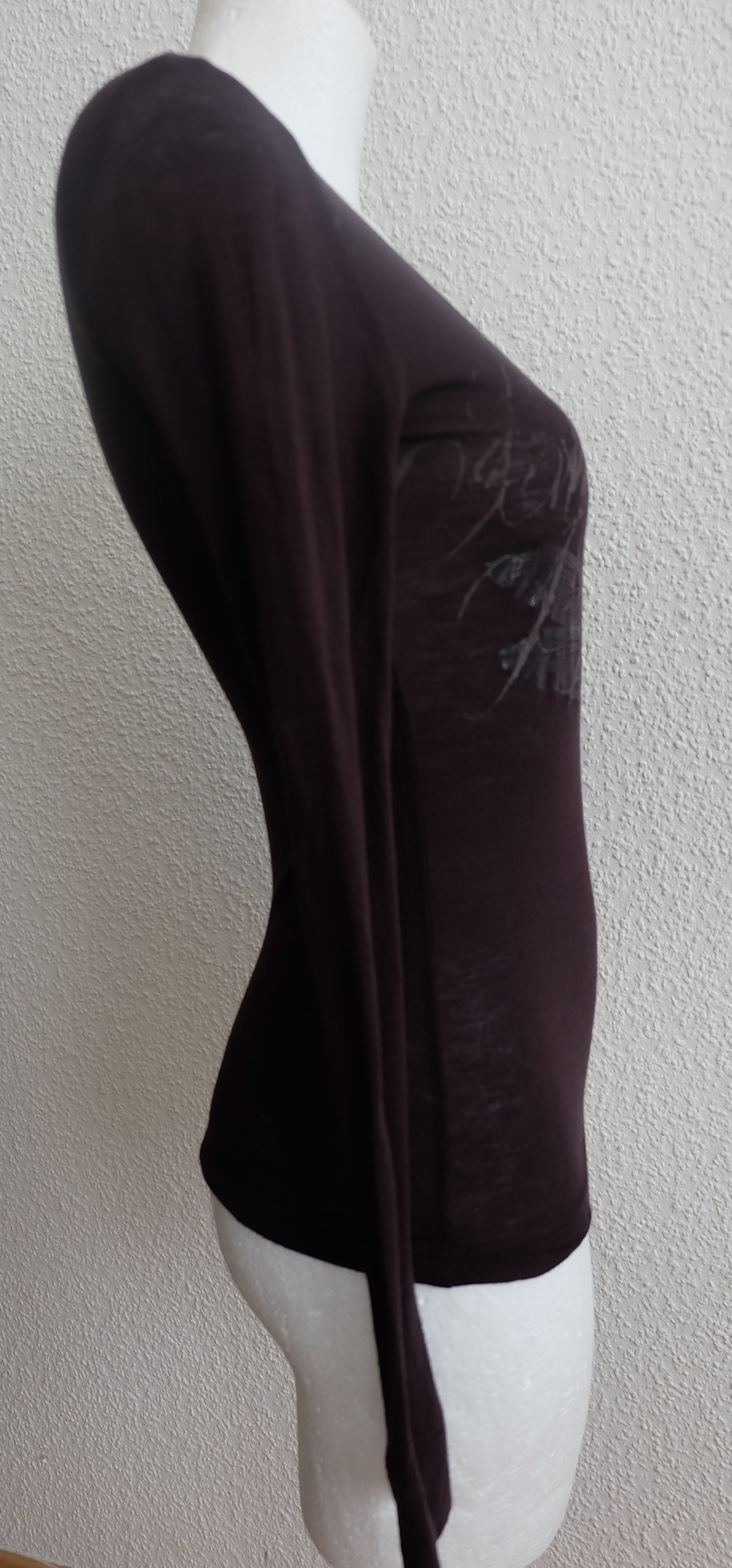 Shirt Viskose & Wolle, figurbetont, braun Schwarz mit Libellen Druck, 