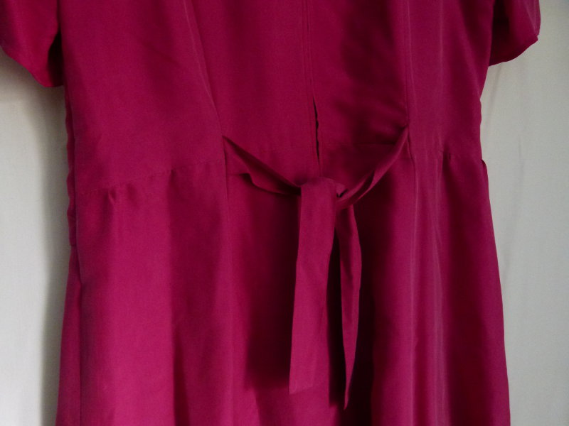 Seiden Kleid, pink fuchsia, mit Rankenapplikation, Boho Vintage Retro Hippie Edel
