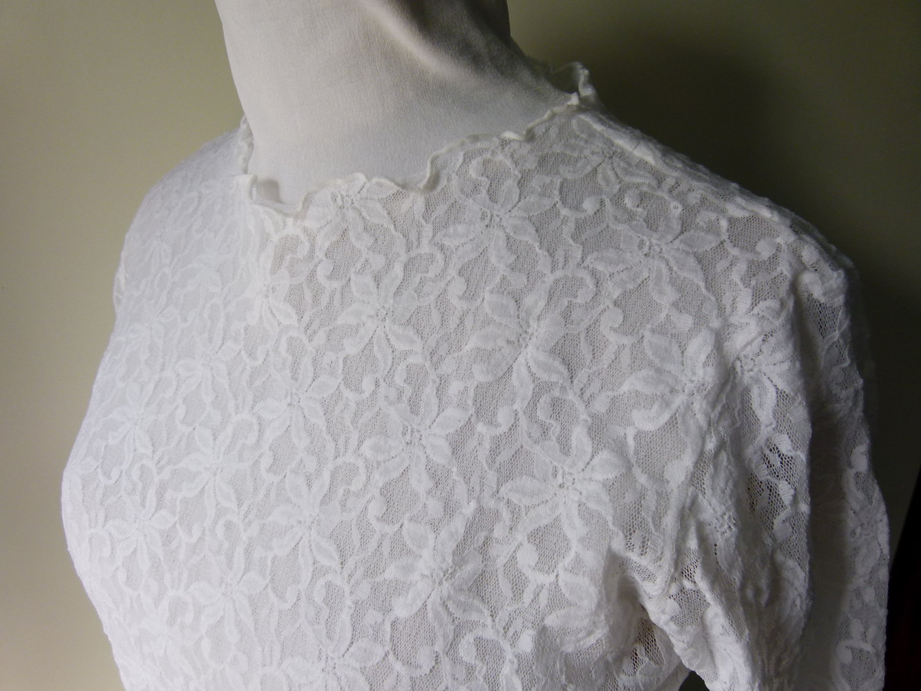 Spitzen Shirt, Langarm, weiß, Blumenmuster, Romantik Mori Hochzeit Boho Goa Festival