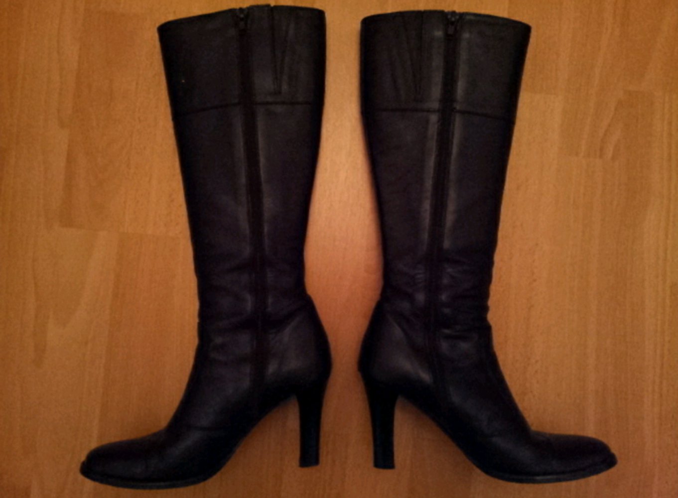 Stiefel Leder schwarz Gr. 38 C&A Lederstiefel