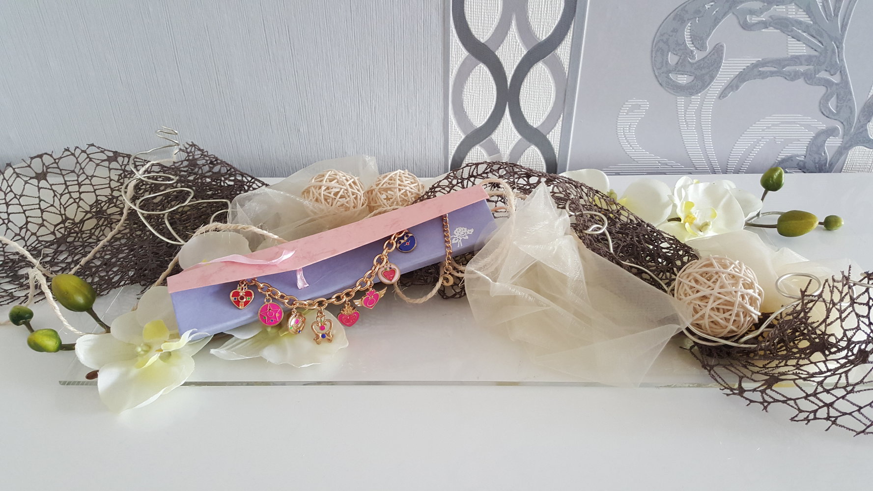 Sailor Moon Armband Kettchen 8 / 9 Anhängern Nostalgie Herz Luna P Verwandlungsbroschen Cosplay