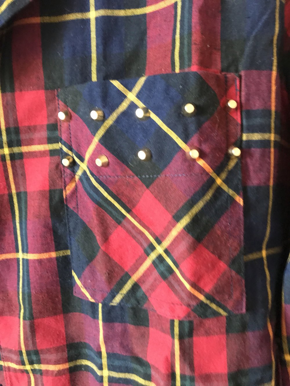 Blau/Rote Bluse Karomuster Größe 46