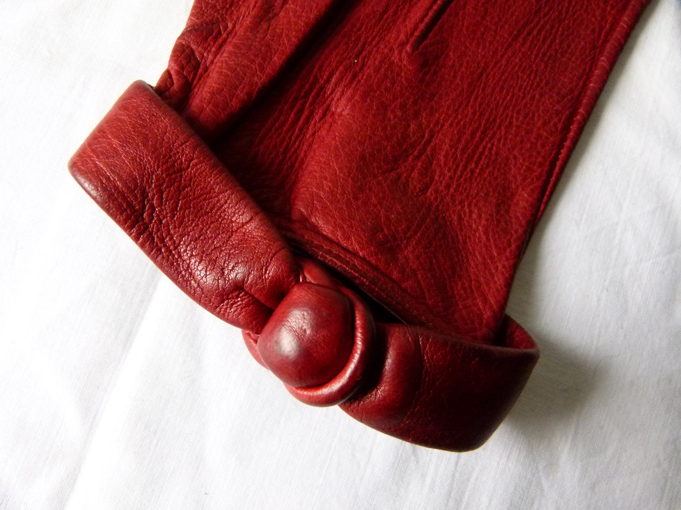 Leder Handschuhe, True Vintage, dunkelrot, Gothic Retro Boho Steampunk Mori